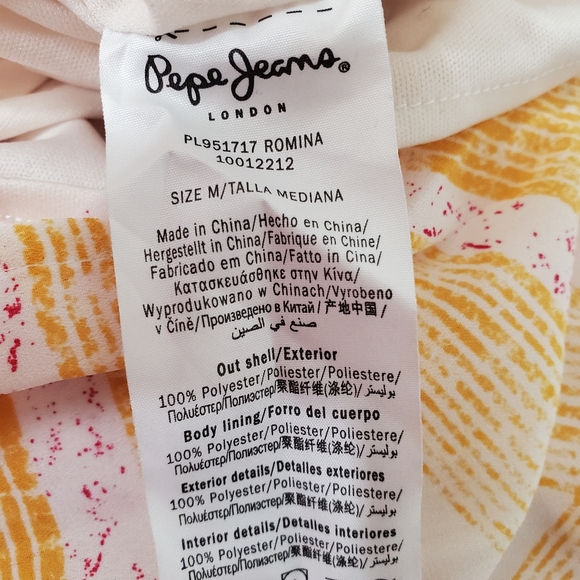 Pepe Jeans London Pink Yellow Geometric Tied Waist Maxi Dress - Picture 6 of 10